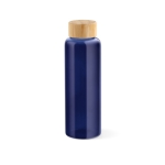 Gourde en verre à bouchon étanche en bambou 490 ml couleur bleu