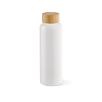 Gourde en verre à bouchon étanche en bambou 490 ml couleur blanc