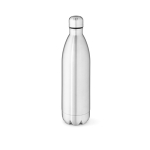 Gourde isotherme d'entreprise en acier inoxydable recyclé brillant 1 L couleur argenté
