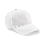 Casquette en coton recyclé à 6 panneaux et boucle en métal 280 g/m² couleur blanc