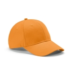 Casquette en coton recyclé à 6 panneaux et boucle en métal 280 g/m² couleur orange