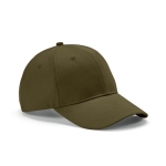 Casquette en coton recyclé à 6 panneaux et boucle en métal 280 g/m² couleur vert militaire