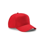 Casquette en coton recyclé à 5 panneaux et boucle arrière 280 g/m² couleur rouge