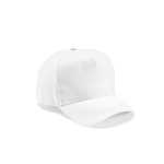 Casquette en coton recyclé à 5 panneaux et boucle arrière 280 g/m² couleur blanc