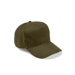 Casquette en coton recyclé à 5 panneaux et boucle arrière 280 g/m² couleur vert militaire