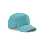 Casquette en coton recyclé à 5 panneaux et boucle arrière 280 g/m² couleur bleu ciel