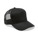 Casquette en coton recyclé à 5 panneaux à maille filet arrière 220g/m² couleur noir