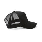 Casquette en coton recyclé à 5 panneaux à maille filet arrière 220g/m² couleur noir vue latérale
