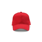 Casquette en coton recyclé à 5 panneaux à maille filet arrière 220g/m² couleur rouge vue frontale