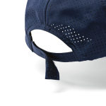 Casquette en RPET à 6 panneaux et fermeture velcro réglable 110 g/m² couleur bleu quatrième vue