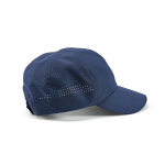 Casquette en RPET à 6 panneaux et fermeture velcro réglable 110 g/m² couleur bleu vue latérale