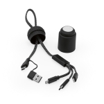 Câble de charge 5-en-1 en matériaux recyclés avec étui couleur noir