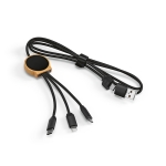 Câble de charge rapide en RPET 5-en-1 avec différents connecteurs couleur noir