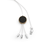 Câble de charge 5 en 1 en bambou et plastique écoresponsable avec charge sans fil 1m couleur blanc vue arrière