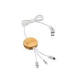 Câble de charge 5 en 1 en bambou et plastique écoresponsable avec charge sans fil 1m vue principale