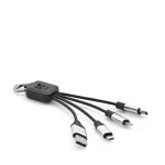 Câble de charge 4-en-1 en RPET avec différents ports de connexion vue principale