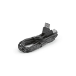 Câble en RPET de 1 mètre à deux connecteurs USB-A et USB-C couleur noir