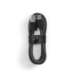 Câble en RPET de 1 mètre à deux connecteurs USB-A et USB-C couleur noir deuxième vue