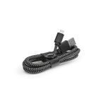 Câble de charge en RPET de 1 mètre à connecteur USB-A et Lightning couleur noir