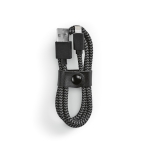 Câble de charge en RPET de 1 mètre à connecteur USB-A et Lightning couleur noir deuxième vue