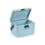 Glacière 12L en plastique recyclé avec sangle de transport couleur bleu pastel deuxième vue