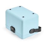 Glacière 12L en plastique recyclé avec sangle de transport couleur bleu pastel vue inférieure