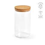 Bocal alimentaire en verre borosilicate avec couvercle en liège 1L couleur transparent
