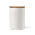 Contenant alimentaire en céramique à couvercle en bambou 900 ml couleur blanc troisième vue