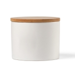 Contenant alimentaire en céramique à couvercle en bambou 440 ml couleur blanc troisième vue