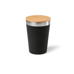 Gobelet isotherme en inox recyclé à couvercle en bambou 300 ml couleur noir