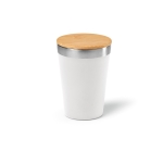 Gobelet isotherme en inox recyclé à couvercle en bambou 300 ml couleur blanc