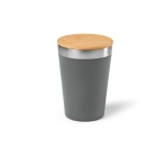 Gobelet isotherme en inox recyclé à couvercle en bambou 300 ml couleur gris foncé
