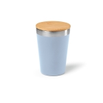 Gobelet isotherme en inox recyclé à couvercle en bambou 300 ml couleur bleu chiné