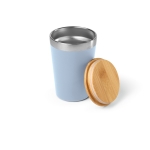 Gobelet isotherme en inox recyclé à couvercle en bambou 300 ml couleur bleu chiné deuxième vue