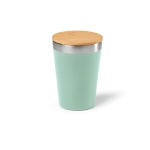 Gobelet isotherme en inox recyclé à couvercle en bambou 300 ml couleur vert pastel
