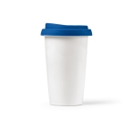 Mug isotherme en céramique à emporter à couvercle en silicone 290 ml couleur bleu vue frontale