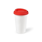 Mug isotherme en céramique à emporter à couvercle en silicone 290 ml couleur rouge deuxième vue