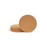 Jeu de 4 sous-verres durables en liège naturel couleur naturel vue frontale
