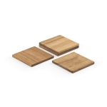 Set de 4 sous-verres durables en bois d'acacia couleur naturel troisième vue