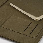 Porte-documents A4 en coton recyclé à fermeture pression et bloc-notes couleur vert militaire quatrième vue
