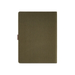 Porte-documents A4 en coton recyclé à fermeture pression et bloc-notes couleur vert militaire vue arrière
