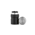 Bocal alimentaire en acier recyclé à double paroi 500ml couleur noir vue frontale