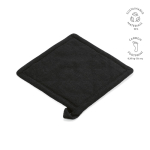 Manique de cuisine en coton recyclé avec attache de suspension 180 g/m² couleur noir
