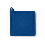 Manique de cuisine en coton recyclé avec attache de suspension 180 g/m² couleur bleu vue frontale