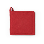 Manique de cuisine en coton recyclé avec attache de suspension 180 g/m² couleur rouge vue frontale