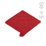 Manique de cuisine en coton recyclé avec attache de suspension 180 g/m² couleur rouge