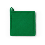 Manique de cuisine en coton recyclé avec attache de suspension 180 g/m² couleur vert vue frontale