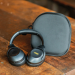 Casque sans fil à réduction active du bruit et microphone avec IA couleur gris foncé deuxième vue