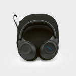 Casque sans fil à réduction active du bruit et microphone avec IA couleur gris foncé troisième vue