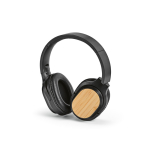 Casque sans fil en bambou, recharge USB-C et batterie de 8 h couleur noir deuxième vue